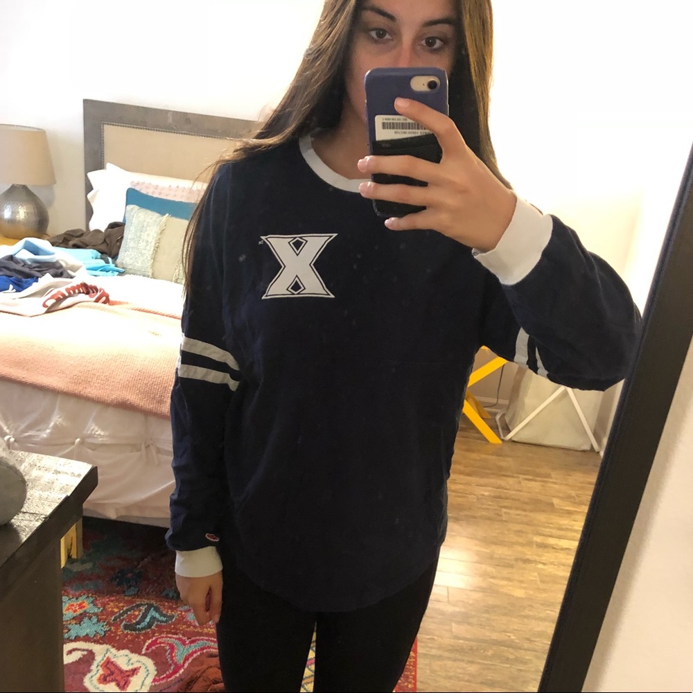 Xavier University Navy Spirit Jersey style shirt